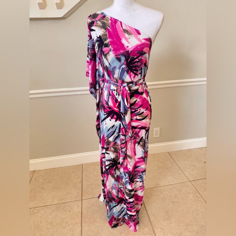 Vibrant One-Shoulder Maxi Dress